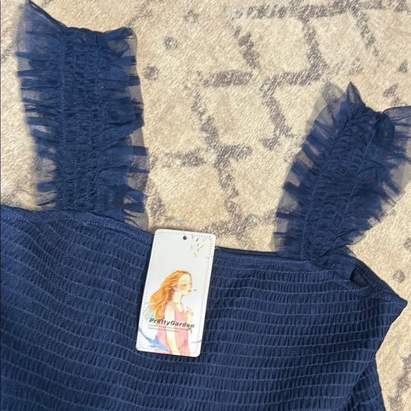 Pretty Garden Elegant Navy Blue Dress - Picture 4 of 7